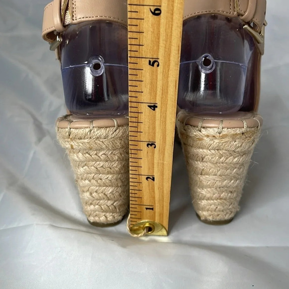 MARC FISHER Santon Tan Nude Espadrille Wedges Shoes Open Toe Gold Studded Boho 6 - Picture 11 of 12